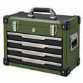 Caja de herramientas 50 x 25 x 35 cm de metal verde con 4 cajones y cerradura portátil