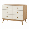 Cómoda 120 x 45 x 85 cm de madera natural y blanco con 6 cajones estilo moderno