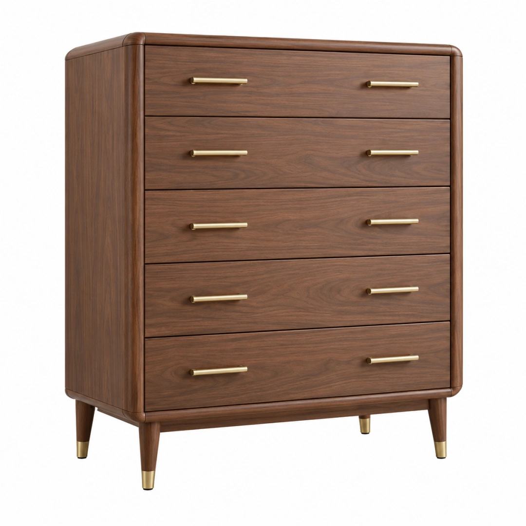 Cómoda de 5 cajones 96 x 45 x 120 cm de madera marrón estilo moderno