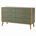 Cómoda 150 x 45 x 85 cm de madera verde con 6 cajones estilo retro
