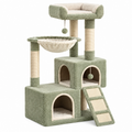 Árbol rascador para gatos 60 x 50 x 135 cm verde y crema con sisal y felpa