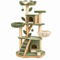 Árbol para gatos 70 x 60 x 170 cm de madera y sisal verde con casetas rascadores y plataformas