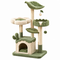 Árbol rascador para gatos 60 x 50 x 145 cm de sisal verde/beige con cueva y plataformas