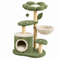 Árbol rascador para gatos 60 x 50 x 120 cm verde y beige con plataformas y postes de cuerda