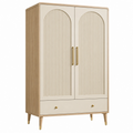 Armario 100 x 50 x 180 cm de madera beige con 2 puertas y cajón estilo moderno