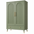 Armario 100 x 55 x 180 cm de madera verde con 2 puertas y cajón estilo retro